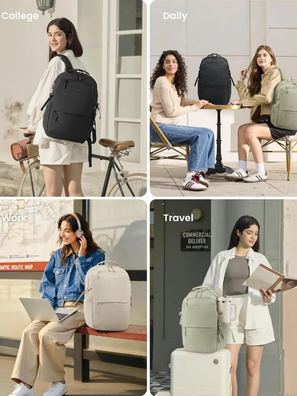 Stylish Women's Laptop Backpack with Tumbler Holder | Perfect Work & Travel Bag